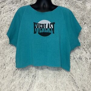 Vintage Everlast Cropped Shirt Mens XL Teal Green Gym Muscle Cutoff Workout